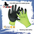 Guantes de trabajo de seguridad de corte recubierto de PU 13G Nivel Grado 3 y 5